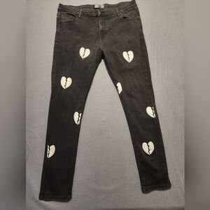 Pheelings Size 40 Black Jeans Skinny hearts
